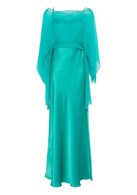 Turquoise blue-green chiffon layered maxi dress Alberta Ferretti - women